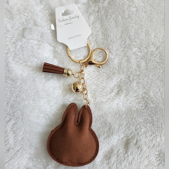 Labubu Brown and Gold Rhinestone Keychain Bag Charm - Picture 3 of 3